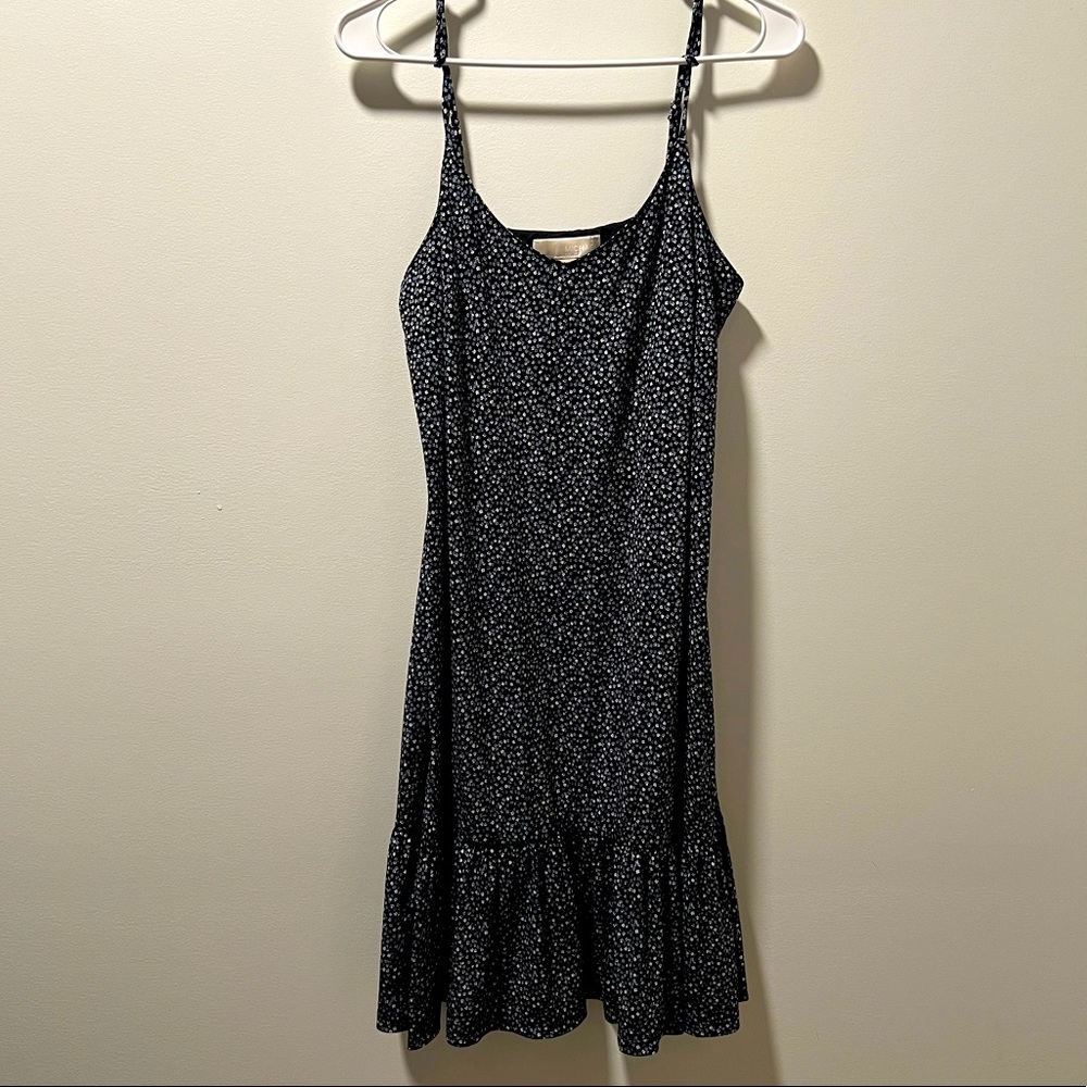 Michael Kors floral slip dress with ruffled edge - dark navy